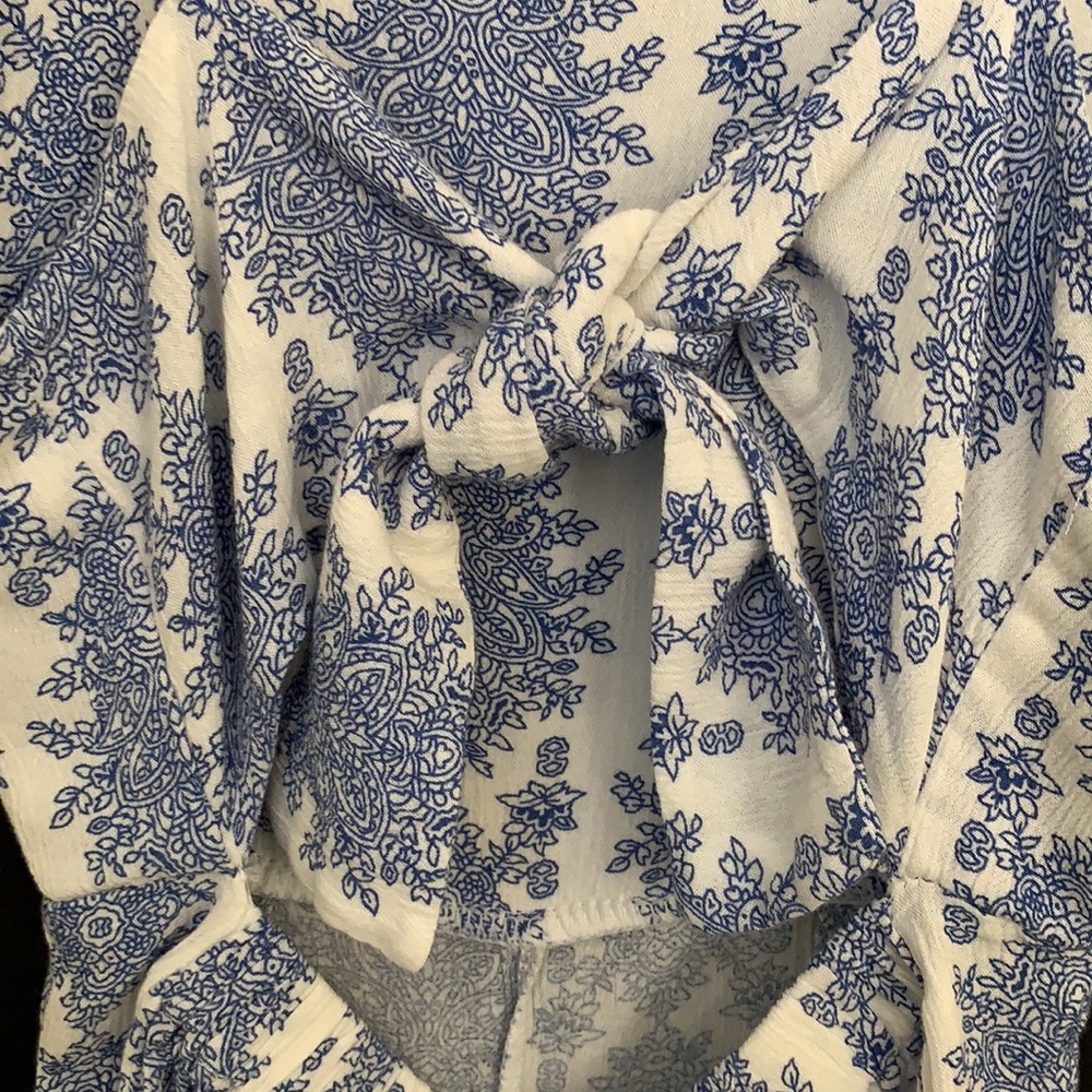 Unbranded Blue/White Pattern Tie Back Spaghetti S… - image 7